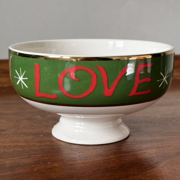 Anthropologie Danielle Kroll Making Spirits Bright Nut Bowl Christmas Love Joy - Picture 2 of 11